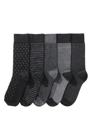 Black Mix Socks Five Pack